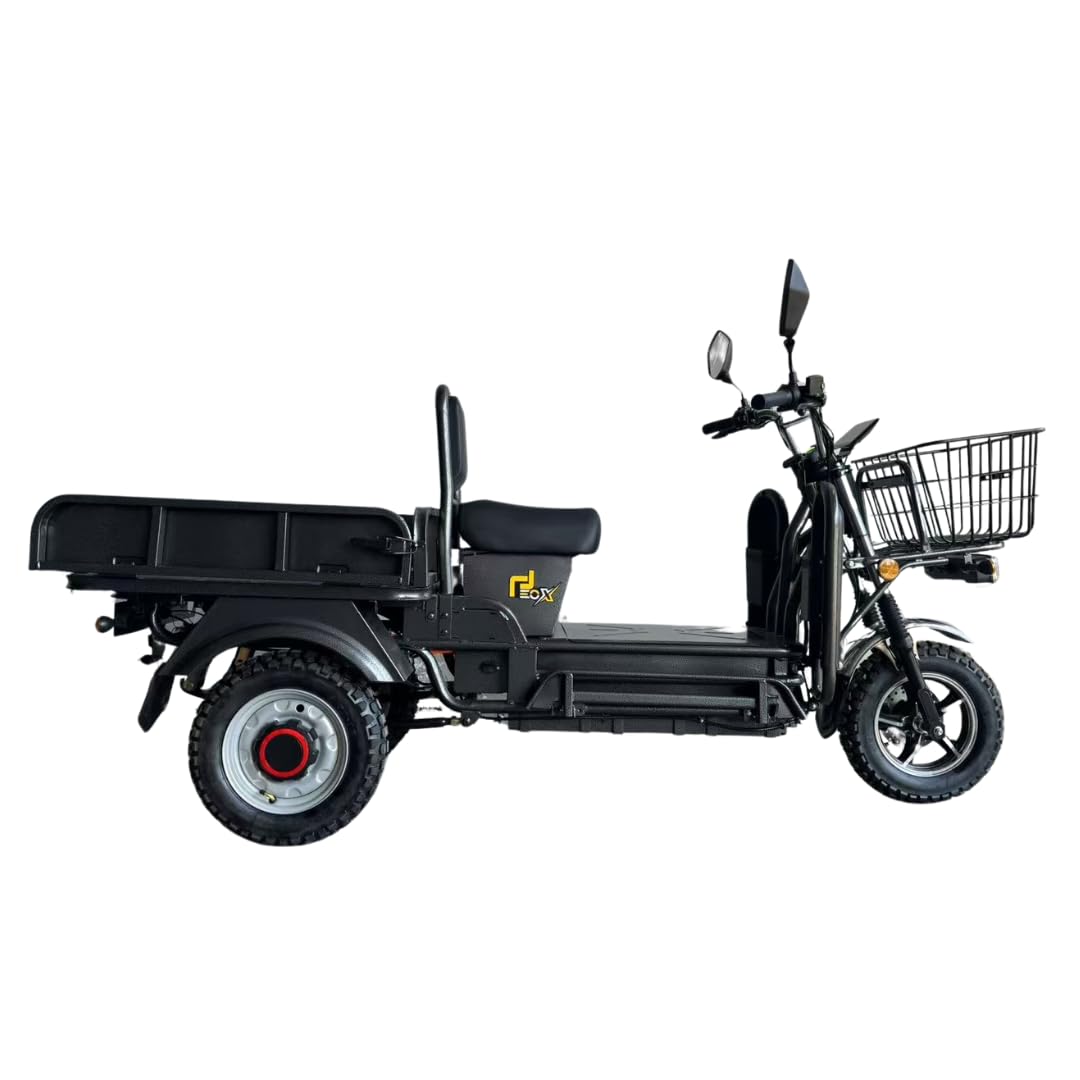EOX E-Horse Low Speed 3 Wheeler Electric Loader Scooter Non RTO, 600Kg Weight Capacity, Black with Portable Lithium Battery & Charger - Image 2