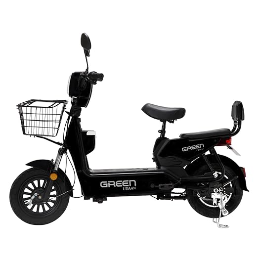 Green Udaan Low Speed Electric Scooter Non RTO 30KM Range with Portable Charger (Black)