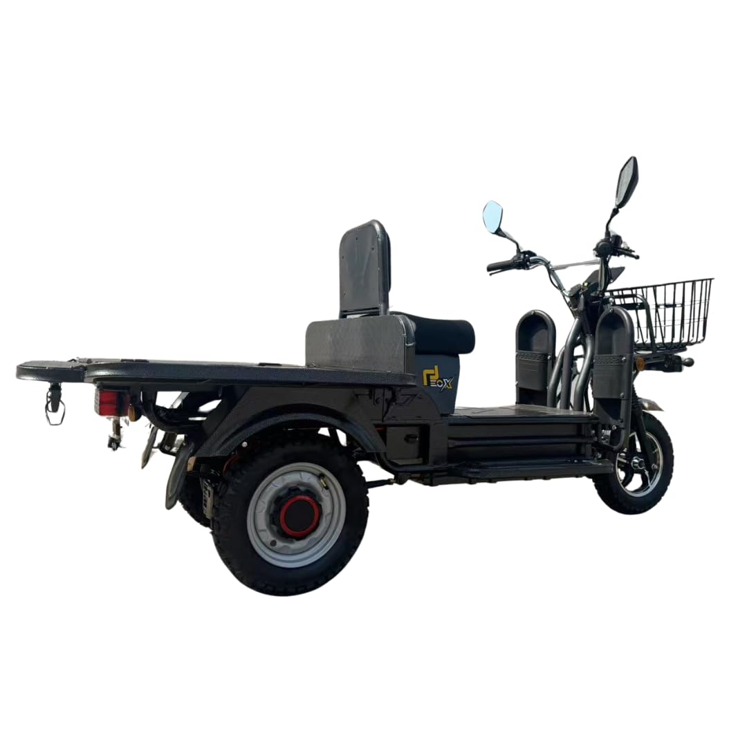 EOX E-Horse Low Speed 3 Wheeler Electric Loader Scooter Non RTO, 600Kg Weight Capacity, Black with Portable Lithium Battery & Charger - Image 3