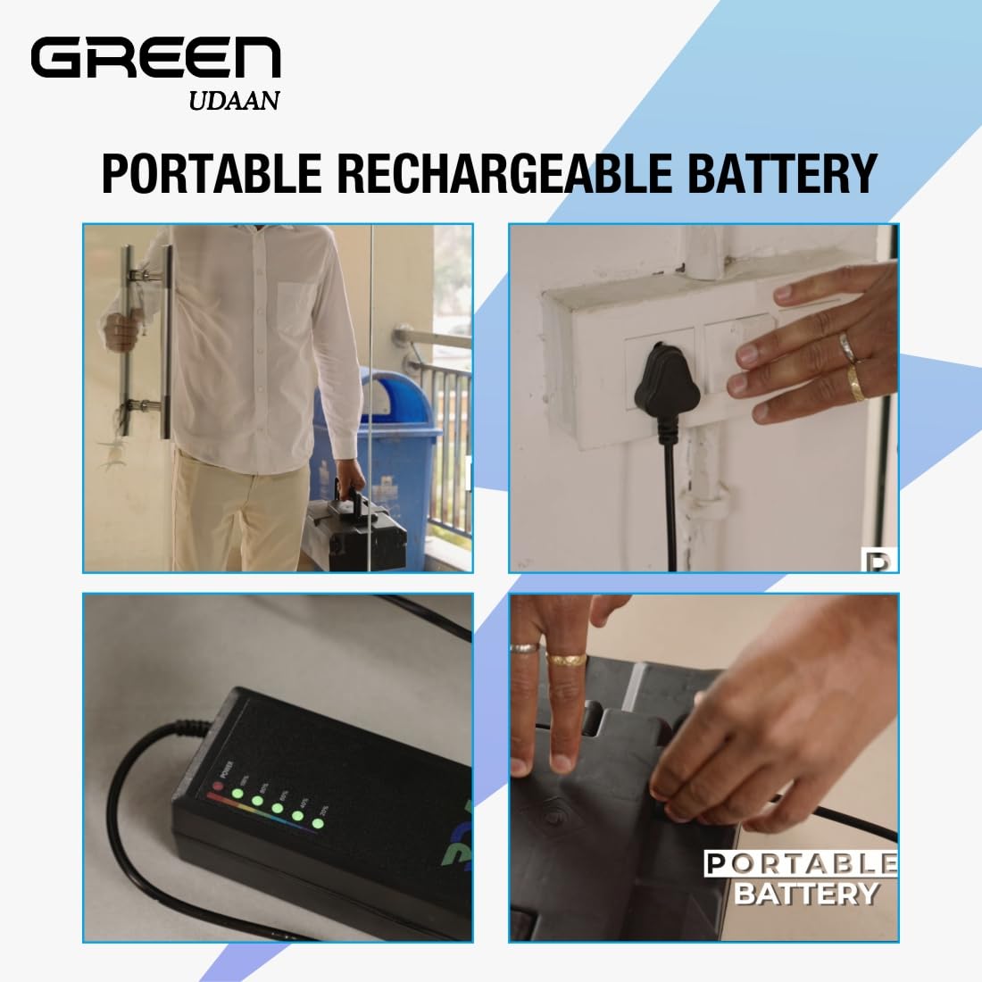 Green Udaan Low Speed Electric Scooter Non RTO 30KM Range with Portable Charger (Black) - Image 2